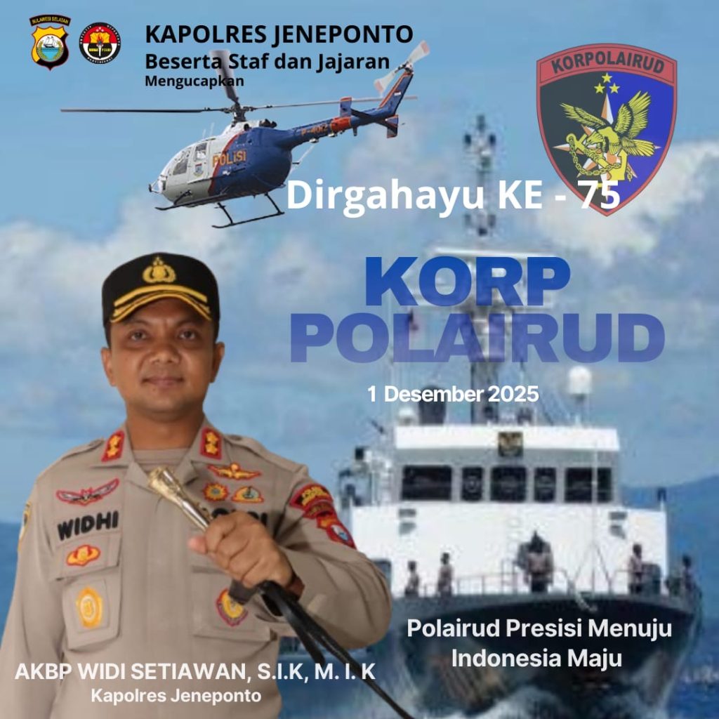 Kapolres Jeneponto Ucapkan Selamat di Hari Ulang Tahun ke-75 Korpolairud
