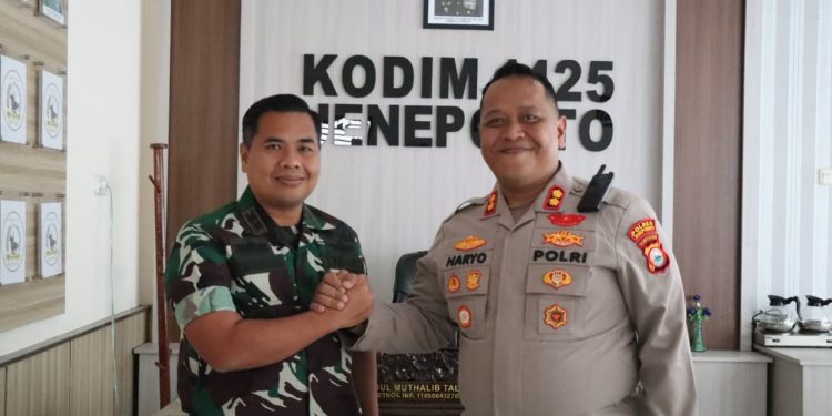 Perkuat Sinergitas, Kapolres Jeneponto Silaturahmi Dengan Dandim 1425