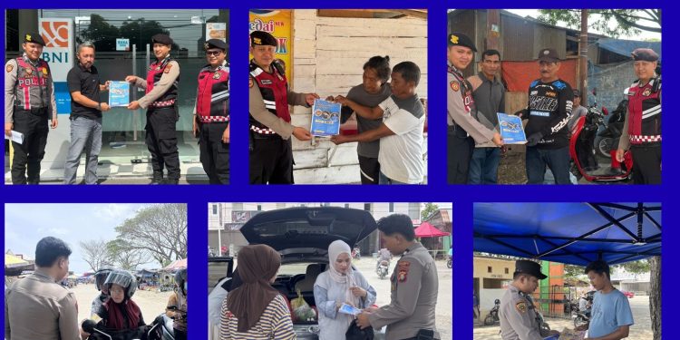 Personel Bag SDM dan Sat Samapta Polres Luwu Bagikan Brosur Penerimaan Polri