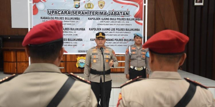 Kapolres Bulukumba Pimpin Sertijab Kabag, Kasat dan Kapolsek