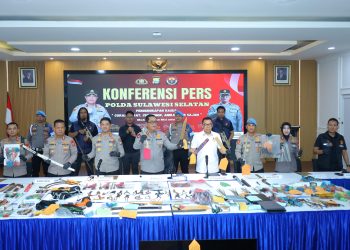 Kapolda Sulsel Pimpin Press Rilis, Ratusan Pelaku Kejahatan Jalanan Berhasil Diungkap