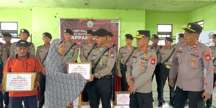 Bentuk Karakter Humanis, Polres Parepare Gelar Bakti Sosial dan Anjangsana Bersama Siswa Latja SPN Batua