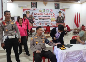Peringati HUT Bhayangkara ke-80, Kapolres Tator bersama Personel Donor Darah Untuk Bantu Sesama