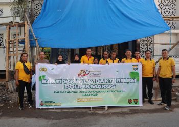 Jelang Hari Bhayangkara, Personel Polres Maros Bersihkan  Rumah Ibadah