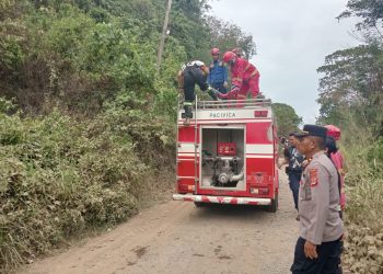 Personel Polres Luwu bersama Warga dan Damkar Berhasil Padamkan Kebakaran Lahan di Bupon