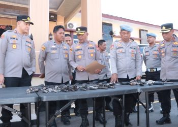Antisipasi Penyalahgunaan Senjata Api, Kapolres Sidrap Cek Senpi Dinas Personel