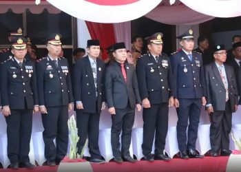 Kapolres Pinrang Hadiri Upacara Penurunan Bendera Peringatan HUT ke-81 RI